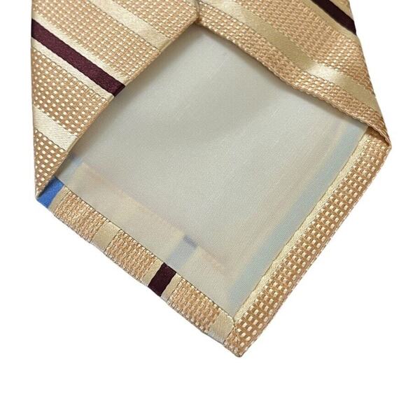 Jos A Bank Mens 100% Silk Yellow Blue Striped Hand Made Neck Tie 58" x 3.75" - Picture 15 of 16